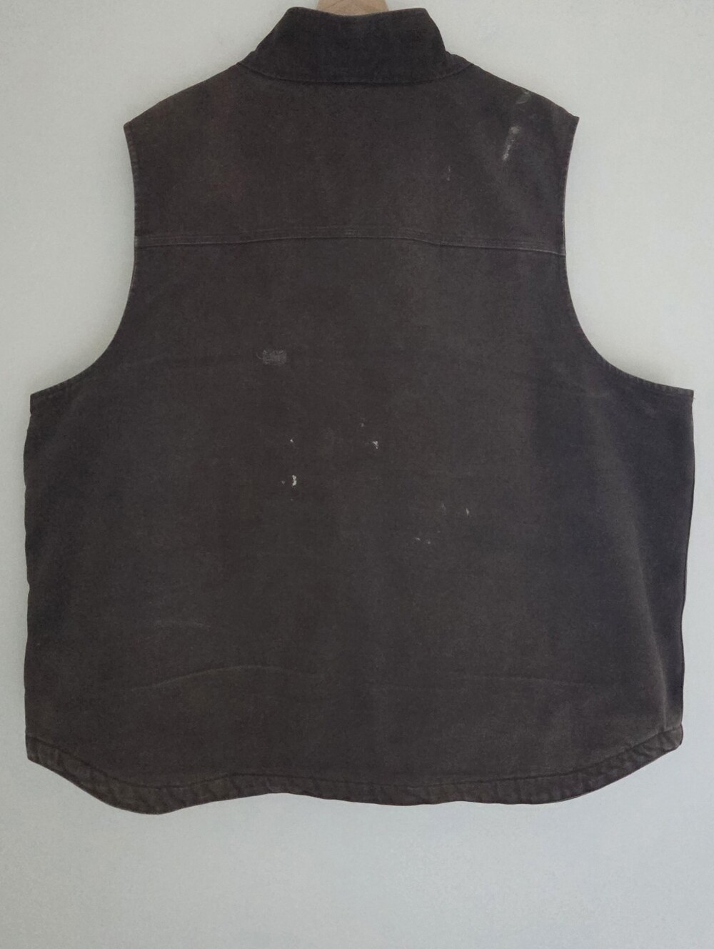 Carhartt Dark Brown Sherpa Lined Duck Vest Distressed Workwear Mens Size 2 XL - Picture 3 of 16